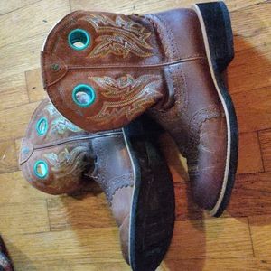 Women's Ariat boots brown with turquoise stiching, size